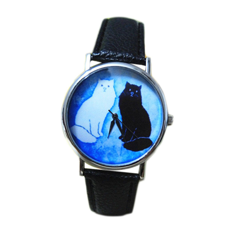 Cat Leather Wrist Watch