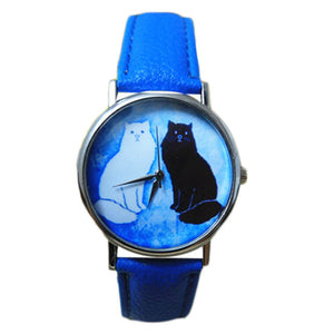 Cat Leather Wrist Watch