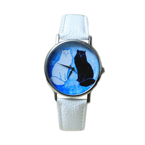 Cat Leather Wrist Watch