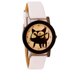 Cat Crystal Leather Watch