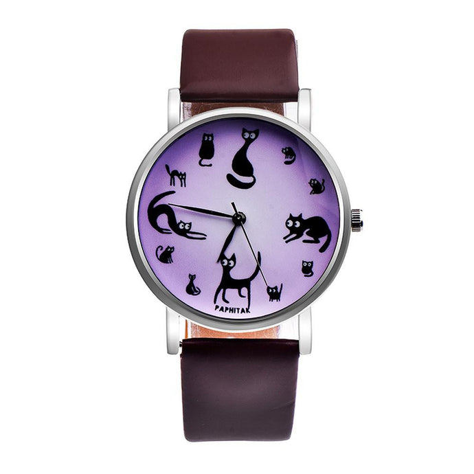 Women Cat Leather Watch