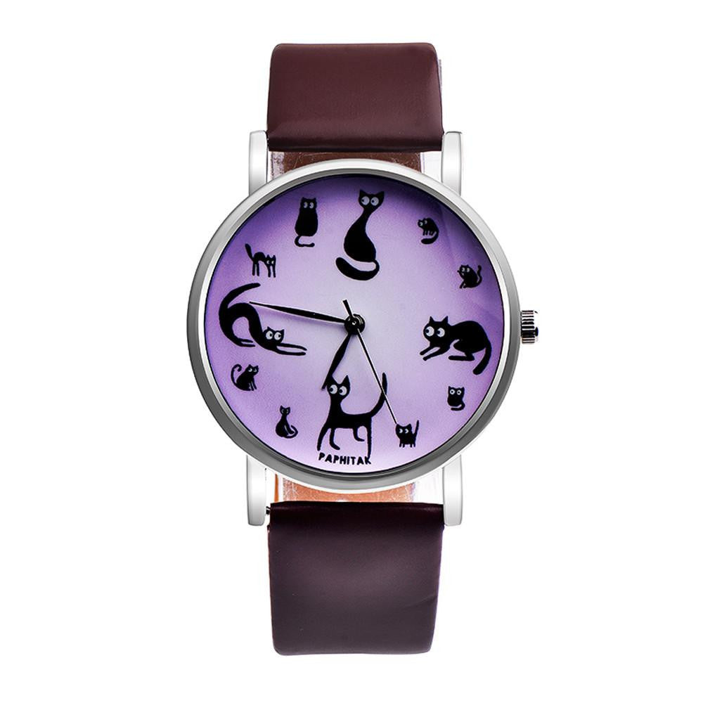 Women Cat Leather Watch